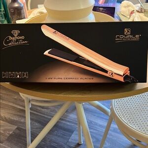 Glossy Rose Gold Royale Hair Straightener with Ceramic Plates